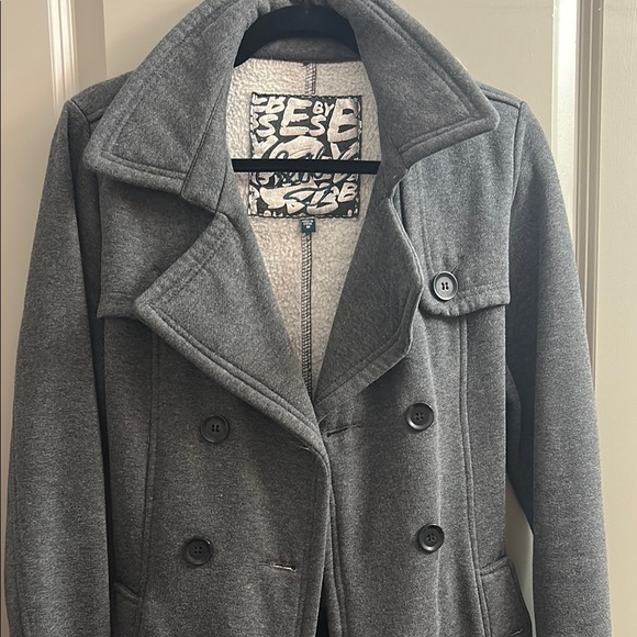 Sebby Jackets & Blazers - Gray Double-Breasted Women's Coat